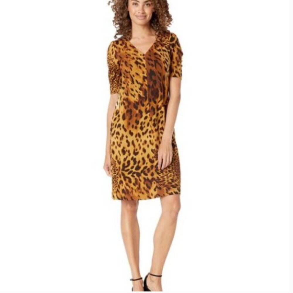 NWT Tommy Bahama Serengeti Spots V Neck Animal Print Midi Dress Size Medium